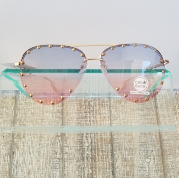 deb & dave Accessories - deb & dave Pink & Blue Rivet Studded Sunglasses